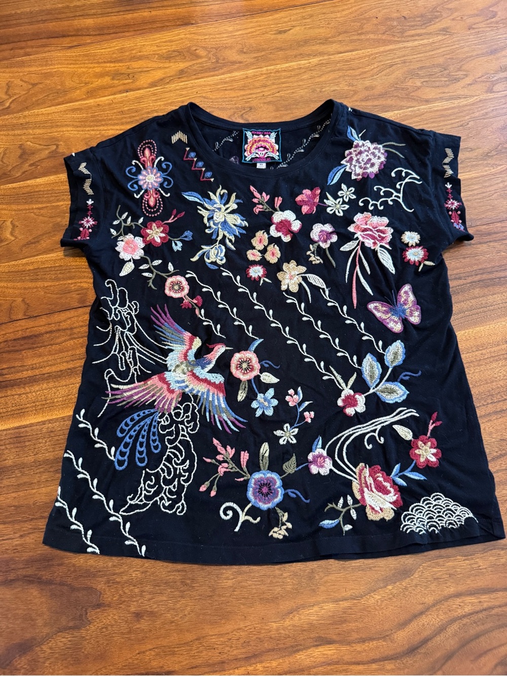 Johnny Was Cotton Embroidered Top with Cap Sleeves Feminine Mint XS EUC Iconic